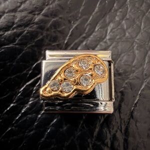 Gold Rhinestone Wing Italian Charm Link